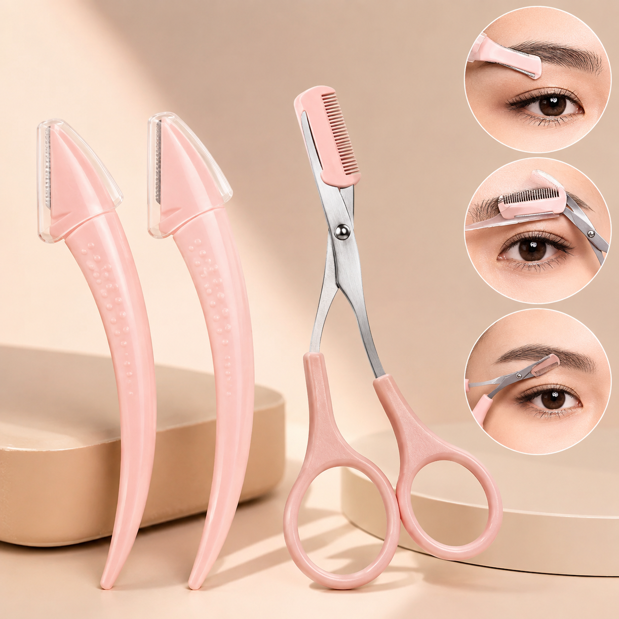 Eyebrow Trimming Knife With Comb Curved Moon Small Beauty Supplies Gadgets