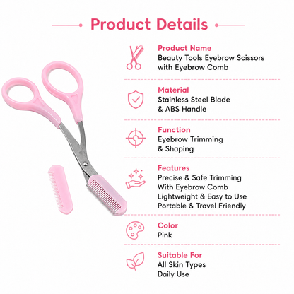 Beauty tools eyebrow scissors with eyebrow comb