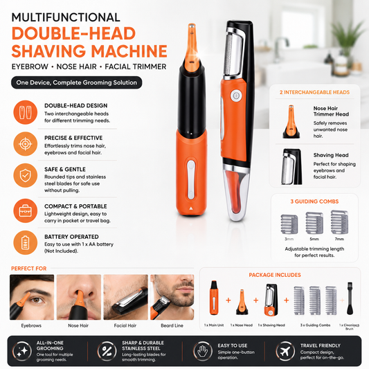 Multifunctional Double-head Shaving Machine Eyebrow Nose Hair Trimmer