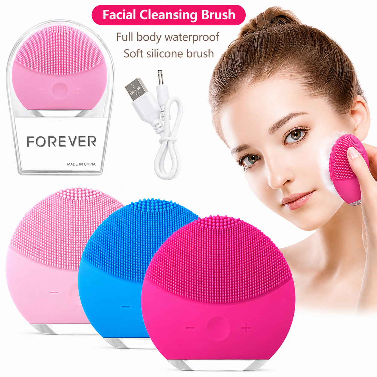 FOREVER - Electric Silicone Facial Cleansing Brush
