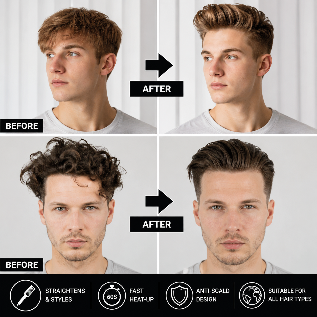 Men’s Quick Beard Straightening & Styling Comb
