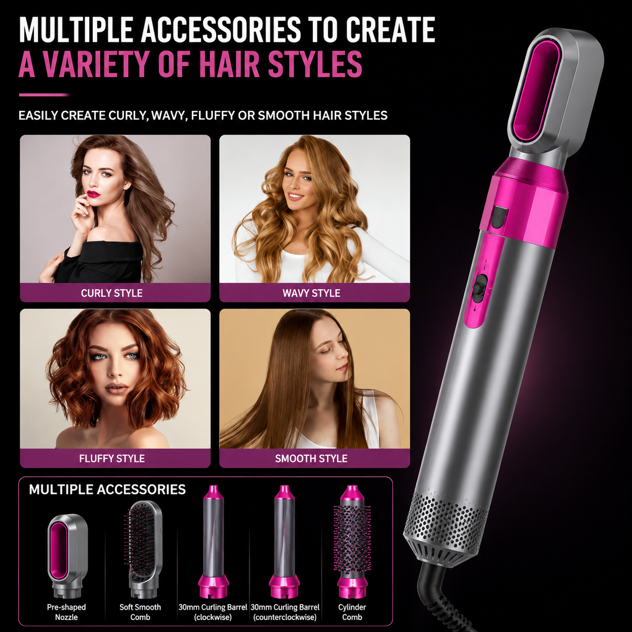 5-in-1 Hair Dryer & Styling Brush
