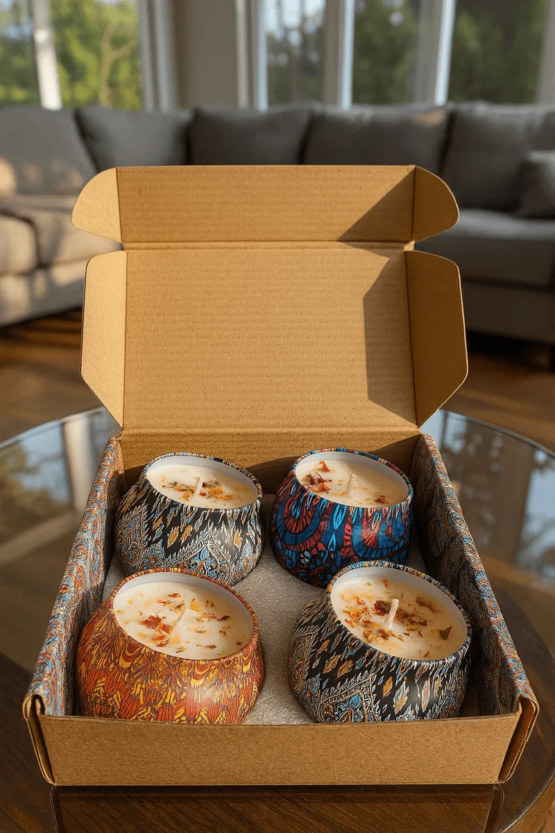Decorative Floral Scented Tin Candles